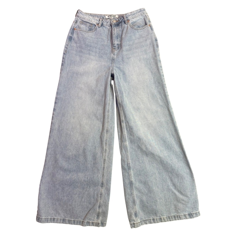 Stevie Jeans Steve Madden Wide Leg High Rise Jeans Womens 28 Light Wash Denim